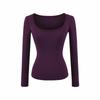 Women's Slim Fit Black U-Neck Long-Sleeve Shirt - Spicy Girl Collection, Perfect Base Layer for Autumn and Winter.
