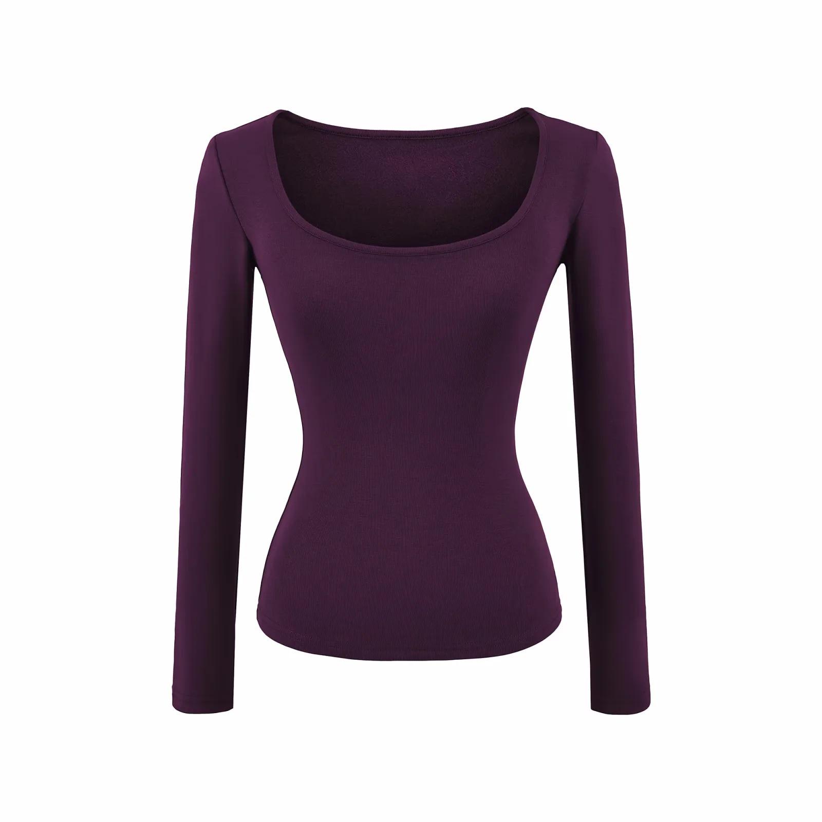 

Women s Slim Fit Black U-Neck Long-Sleeve Shirt - Spicy Girl Collection, Perfect Base Layer for Autumn and Winter. Large