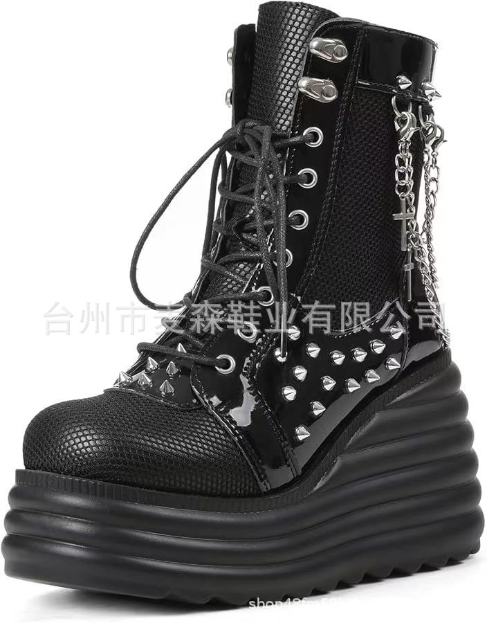 

Женская обувь больших размеров осень и зима ботинки мартин на шнуровке платформа маффин короткие ботинки круглый носок модные женские ботинки 43 чёрный