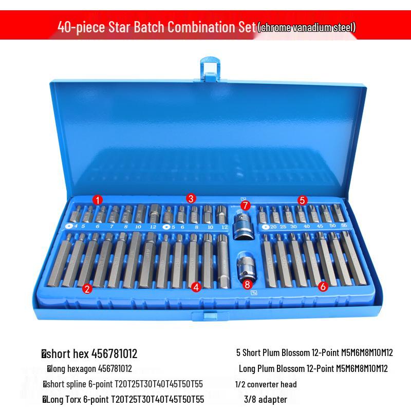 40-Piece Star and Hex Bit Socket Set for Auto Repair and Maintenance