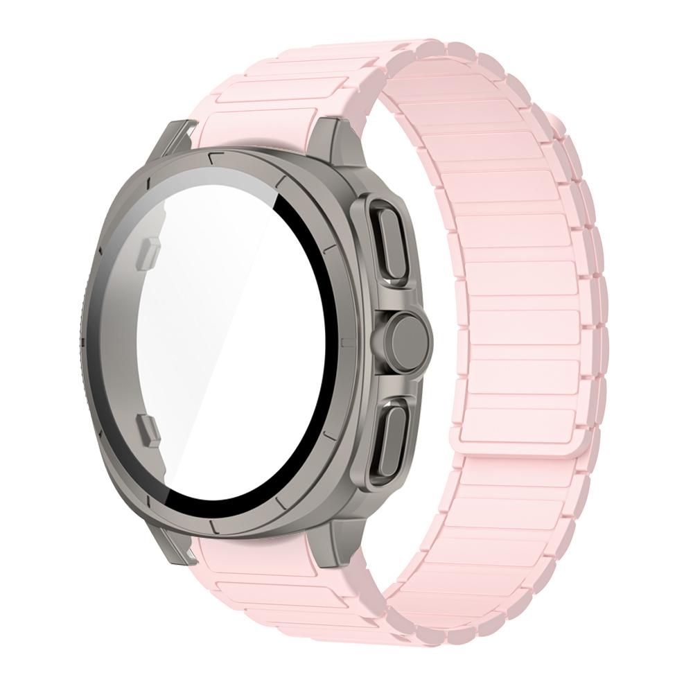 PC Case+Strap Upgrade To Ultra 47mm for Samsung Galaxy Watch 7 40mm 44mm No Gaps Silicone Magnetic Band PC Tempered Glass Screen