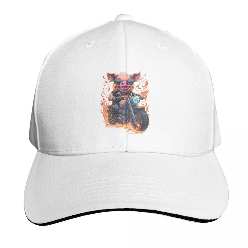 Biker Pig Baseball Cap Horse Hat Kids Hat Christmas Hat Thermal Visor Trucker Hats For Unisex Womens