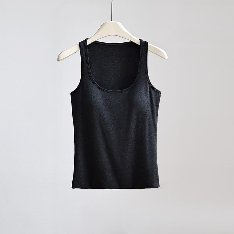 

Women s Slim Fit Merino Wool Tank Top with Chest Pads - Warm Autumn/Winter U-Neck Base Layer L (50-60 kg)