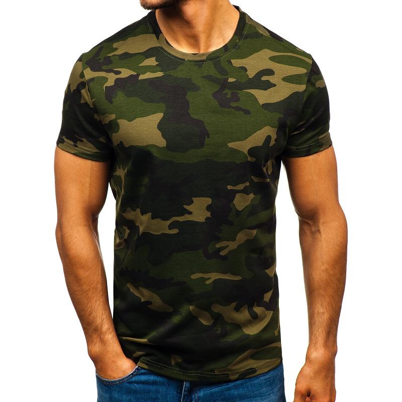 Summer Men's Short Sleeved T-shirt with Digital Printing Camouflage Round Neck Casual Short Sleeved 3D T-shirt