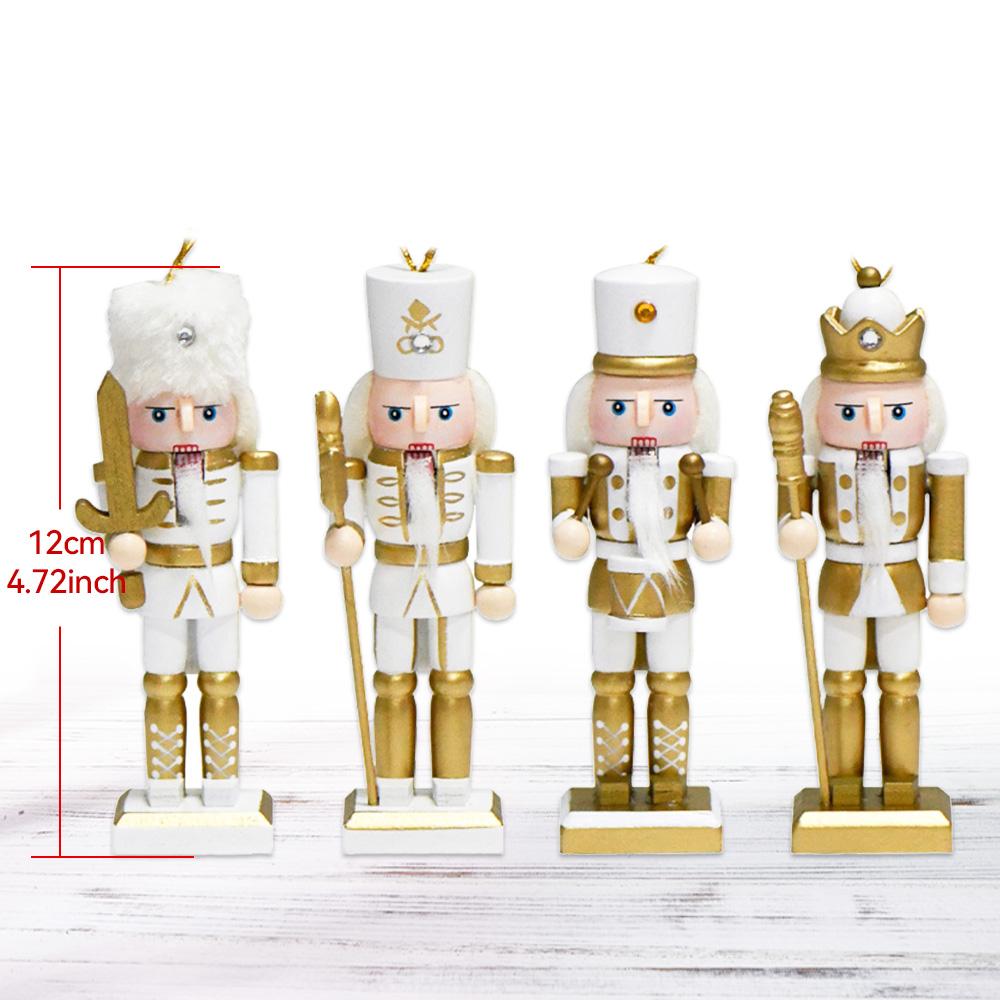 4/6Pcs 12CM Christmas Nutcracker Platinum Soldier Color Puppet Christmas Decoration small gift pendant Creative home pendant