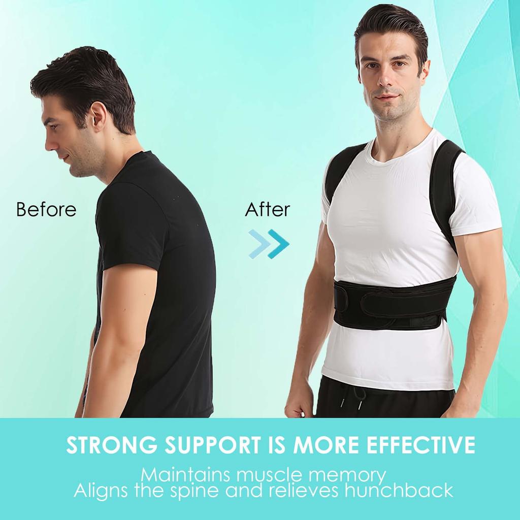 Posture Corrector for Men&Women-Lumbar, Pain Relief Back Brace-Black Medium
