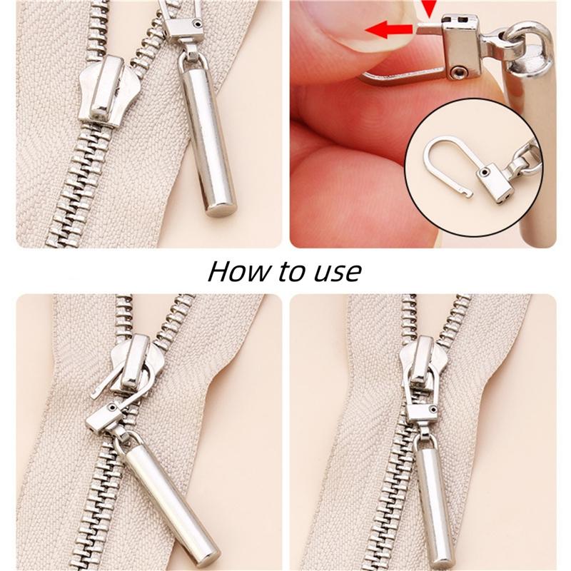 5pcs Detachable Metal Zipper Pullers For Zipper Sliders Head Zipper Pull Tab DIY Sewing Bags Down Jacket Zippers Repair Kits