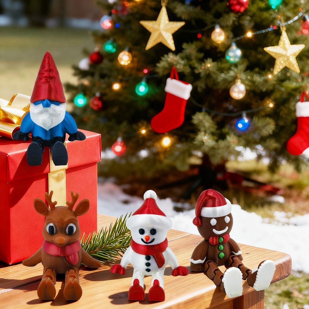 Kreative 3D-Druck Weihnachtsdekoration Schneemann Rentier Weihnachtsmann Xmas Anhänger Schreibtischspielzeug Ornamente Festliche Kollektion