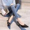 Cream High Heels Soft Sole Versatile Professional Women's Shoes Pointed Toe Summer Flats Non-wearing Comfortable Ladies Footwear