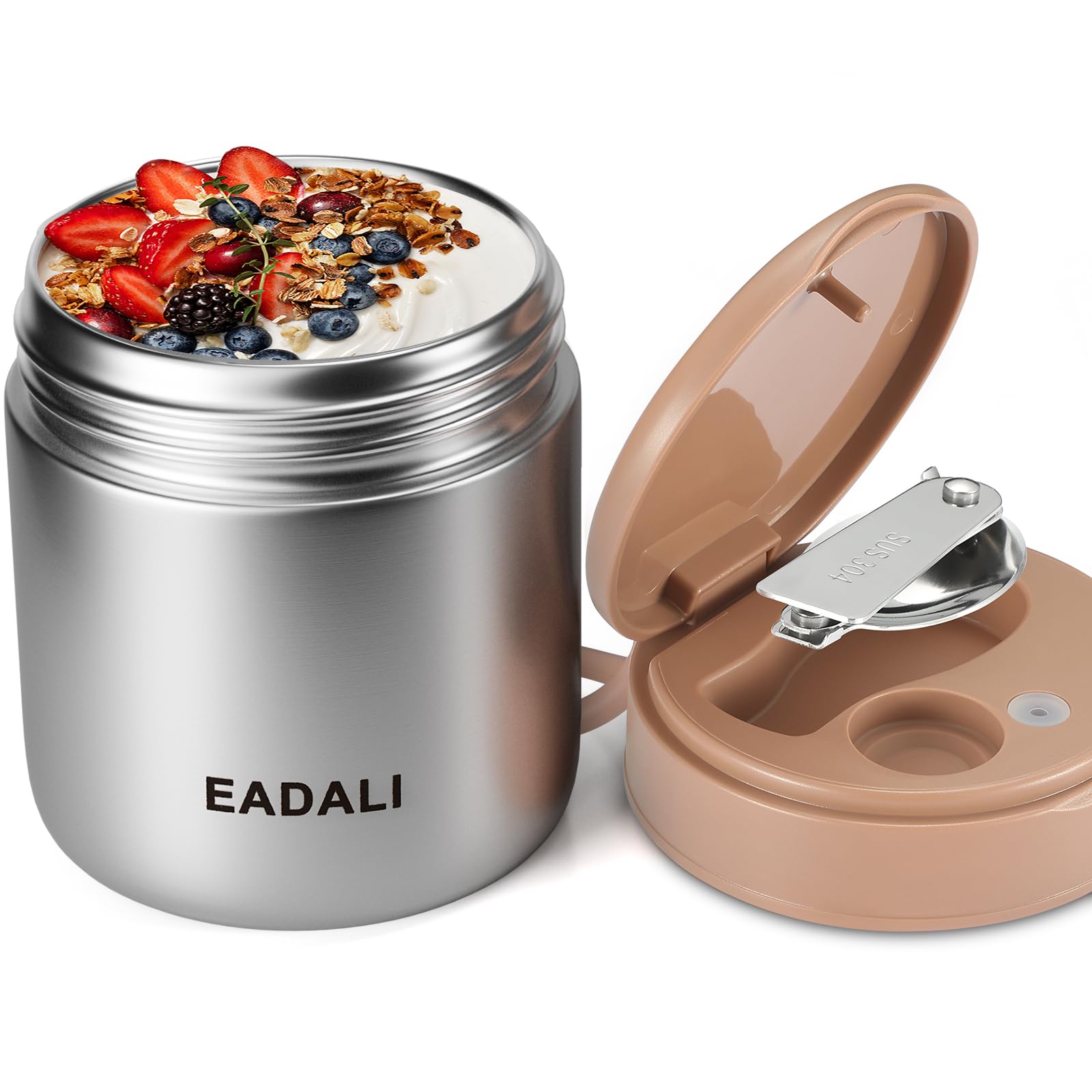 

EADALI Vacuum Insulated Soup Suitable for Children and Keeps Food Hot or Made of SUS316 Wide Mouth Dishwasher Includes Folding Easy to Bento Box Jar,
