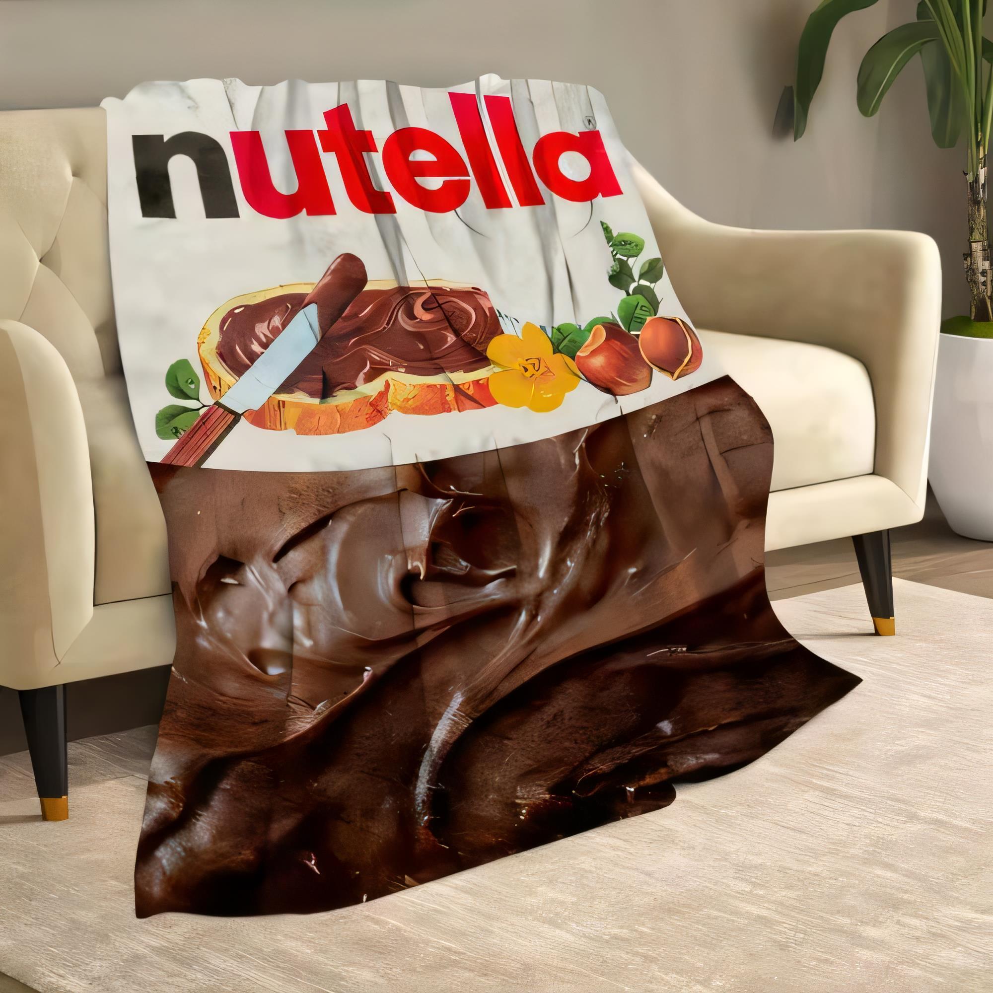 Nutella Logo Blanket Cozy Soft Throw for Armchair and Sofa, Perfect for Home Decor, Features Vibrant Nutella Design, Bread with 75cmx90cm