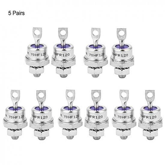 Rectifier Diode 5Pcs 70HFR120 5Pcs 70HF120 Spiral Rectifier Module Forward/Reverse Polarity Rectifier for Charging Batteries and Converter