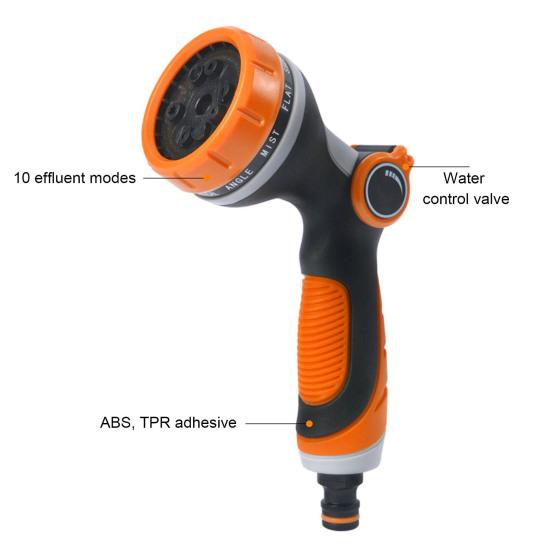 Water Hose Nozzle Sprayer Thumb Control 10 Modes Heavy Duty Washing Garden Watering Hose Spray Nozzle Yard Supply