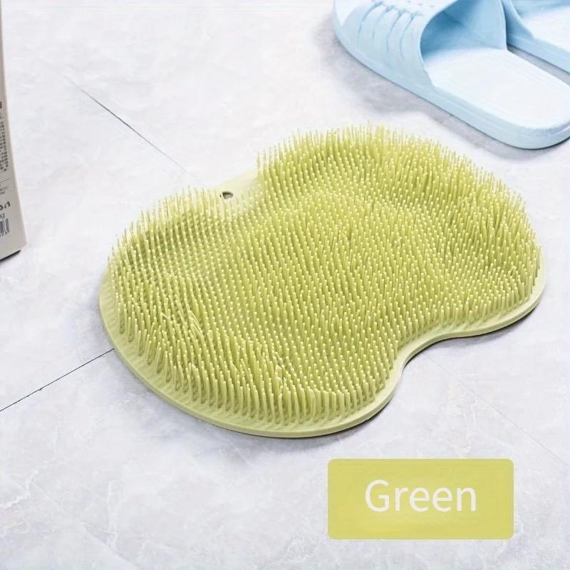 

Foot and back shower scrubber, silicon bath massage pad brush non-slip suction cup clean the body skin tool bathroom accessories зелений