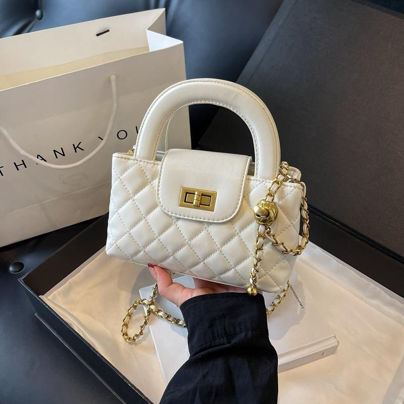 Rhombus Chain Handbag Bag Simple Texture Messenger Women's Bag Lock Design Single Shoulder Small Square Bag