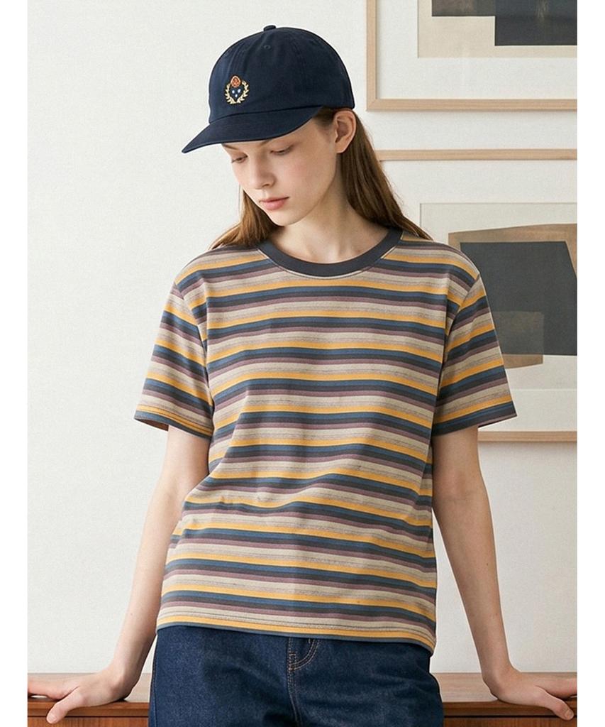 Poebeo21 Daily Striped Color Block Short Sleeve T-Shirt (Ftdbts042)