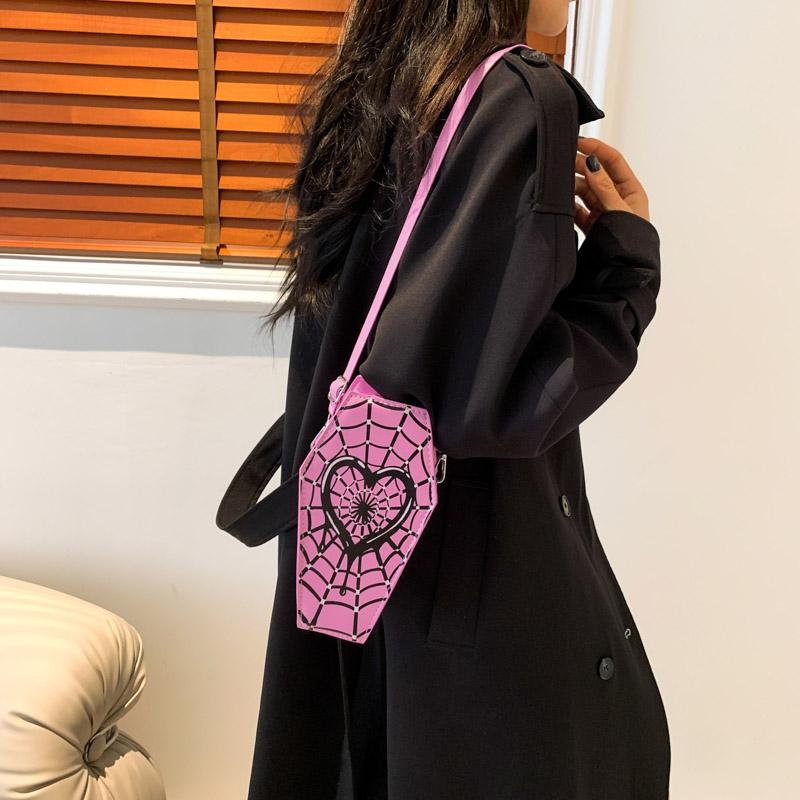 Halloween Crossbody Bag for Women Adjustable Strap Shoulder Bags New Coffin Shaped Spider Web Purse Female Novelty Messenger Bag