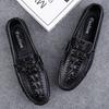 Spring Summer Mens Slip On Shoes Casual Leather Men Loafers Moccasins Driving Shoes Crocodile Pattern Man Walking Flats