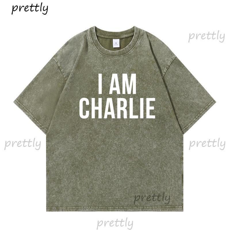 I Am Charlie TShirt Political Charlie Kirk Tshirt Women Faith Freedom Justice Tee Christian Prayer Top Washed Cotton Tees