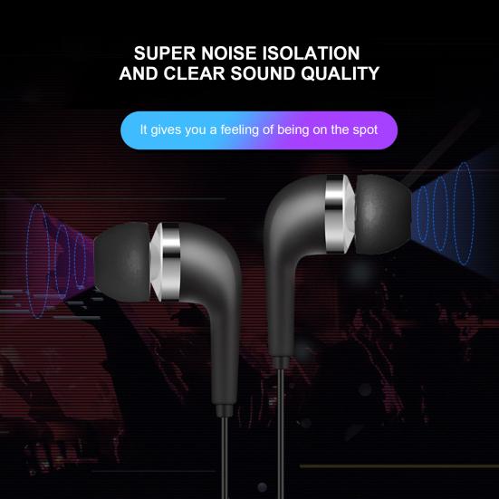 Wired Earphone In-ear Universal 3.5mm Stereo Sport Headset with Mic for Smartphone