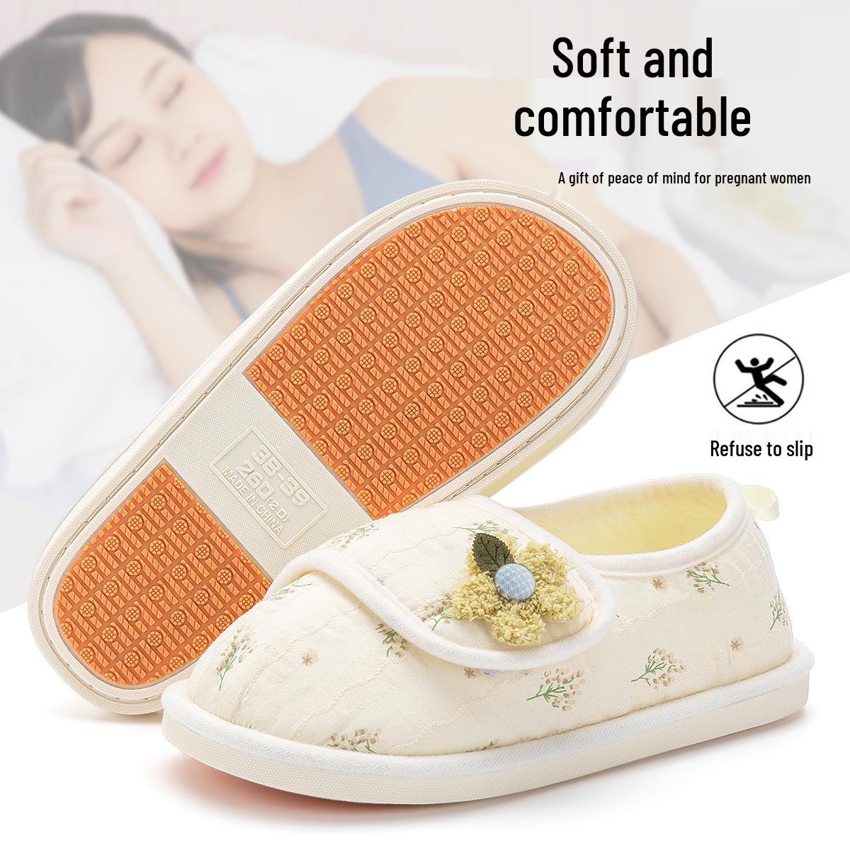 

Comfortable Postpartum Cotton Slippers for Women, Non-Slip, Thick, Breathable, Closed-Heel, Soft Sole for Indoor/Outdoor Use in Autumn and Winter 38-39 (Fits 37-38)