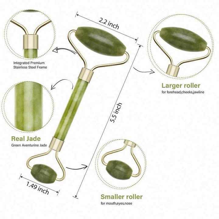Jade Roller for Face In Professional Salon Quality Jade Face Roller Face Massager for Wrinkles, Fine Lines Under Eyes & Puffiness Anti Aging Jade