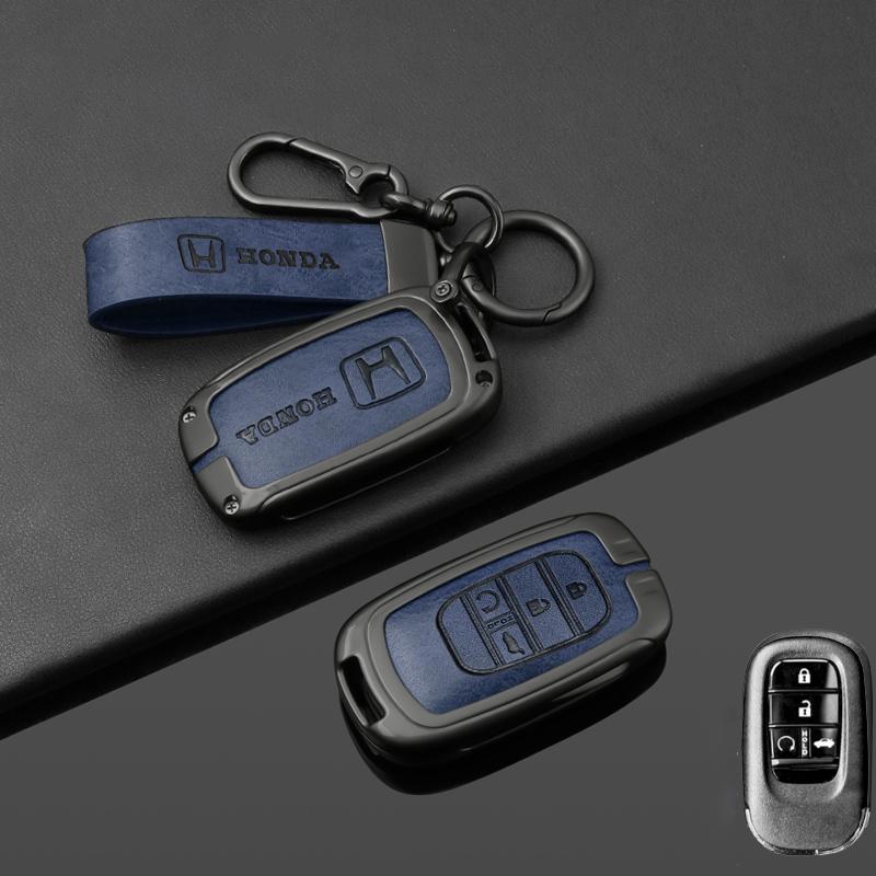 Leather Car Smart Remote Key Case Cover Protector for Honda 2022 2023 2024 Accord Civic HR-V CR-V Pilot Sport SI EX EX-L Touring