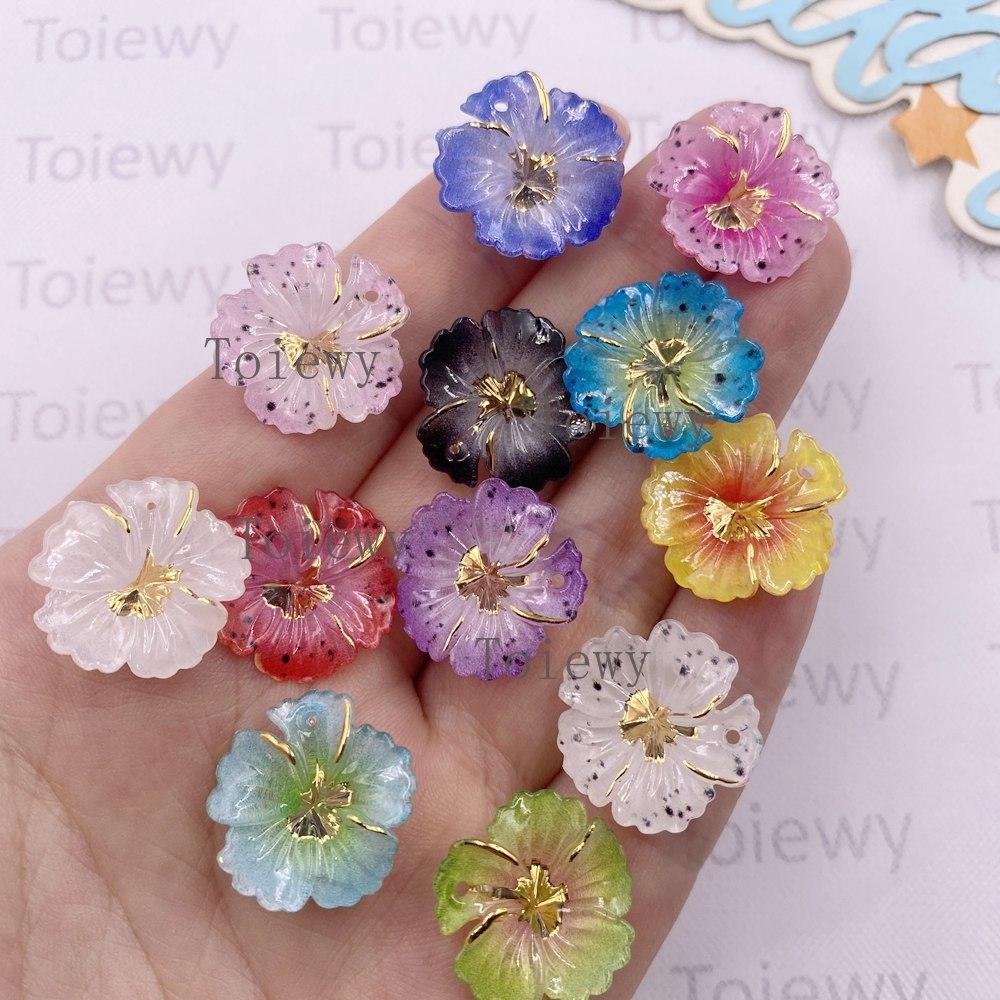 14/18mm Resin Colorful Flower Christmas Decor 1 Hole Pendant Flatback Rhinestone Art Applique DIY Wedding Charm Scrapbook Crafts