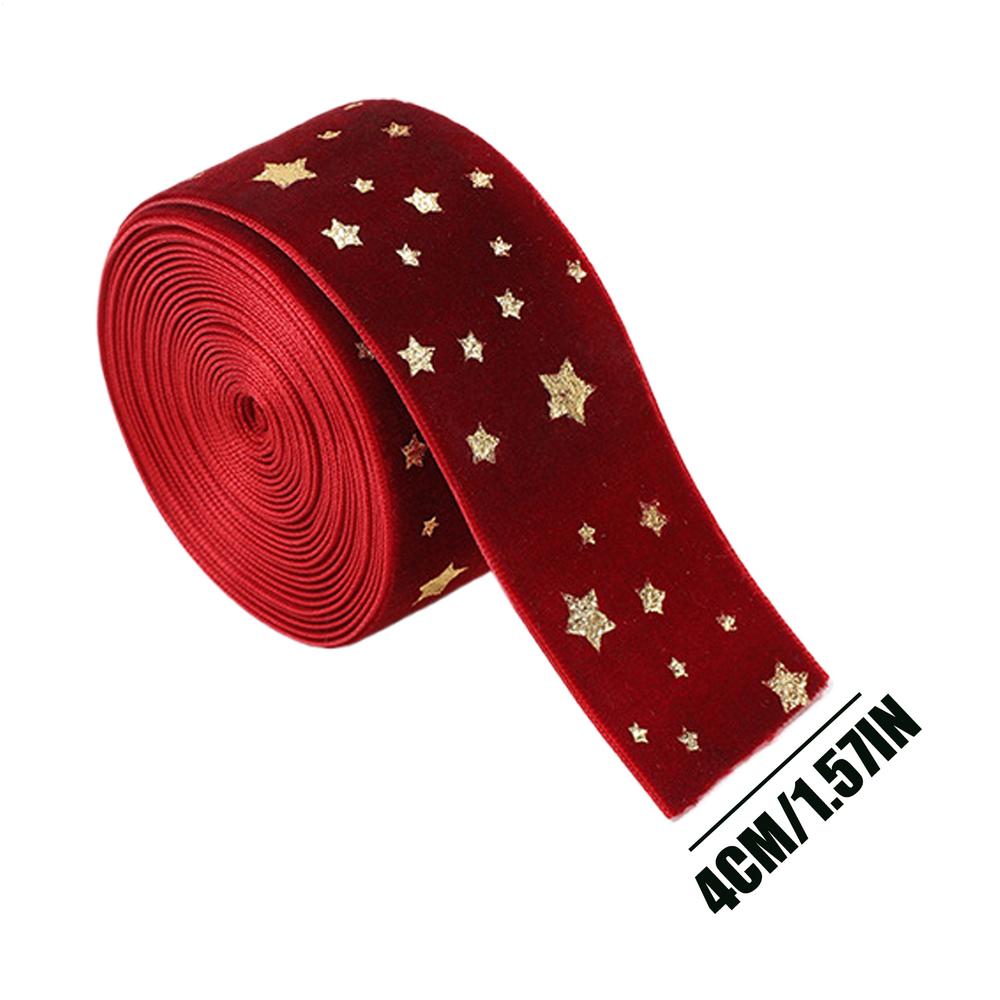 78 Inch Christmas Tree Decorative Ribbon Velvet Hot Stamping Print Christmas Ribbon For Wreath Bouquet Flower Packaging