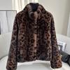 Imitation Mink Fur Jacket Women's New Fashion Leopard Print Young Short Stand-up Collar Imitation Mink Hair Winter