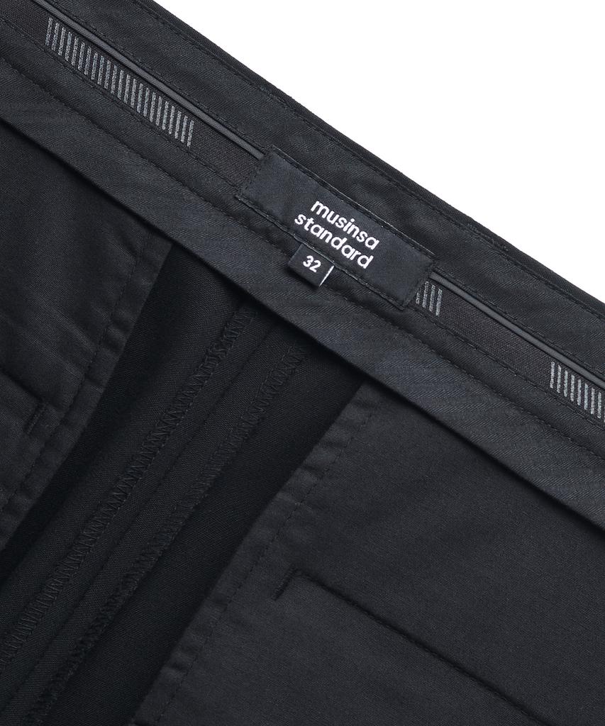 Musinsa Standard Lightweight Tapered Turn-Up Hidden Banding Crop Slacks [Black]