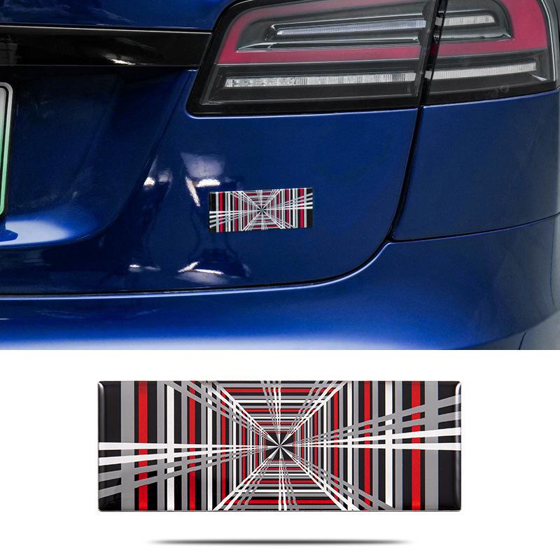 3D Aluminium Karomuster Heckemblem für Tesla Model 3/Y/S/X
