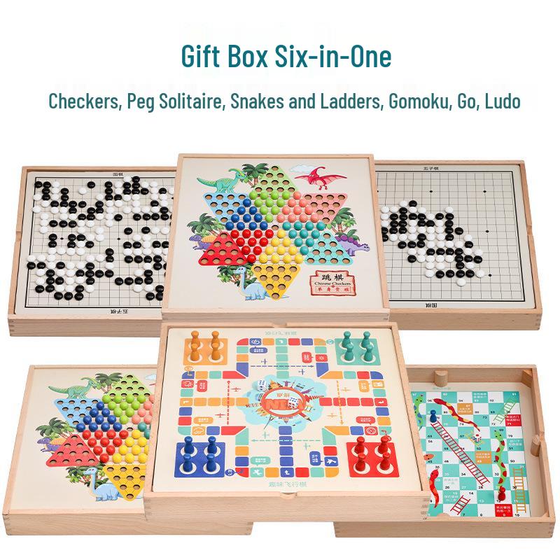 

Многофункциональный деревянный игровой набор: Людо, Шашки, Гомоку, Шахматы - Развивающая игрушка для детей