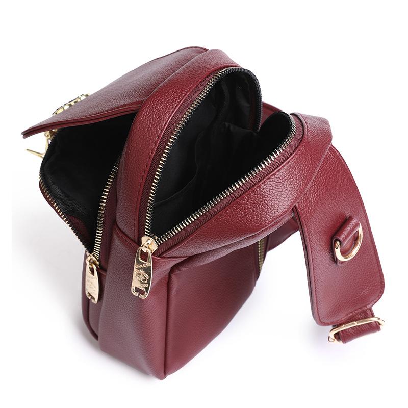 New Trendy and Fashionable Women's Breast Bag Soft Leather Crossbody Bag Simple Large Capacity Backpack Mobile Phone Bag