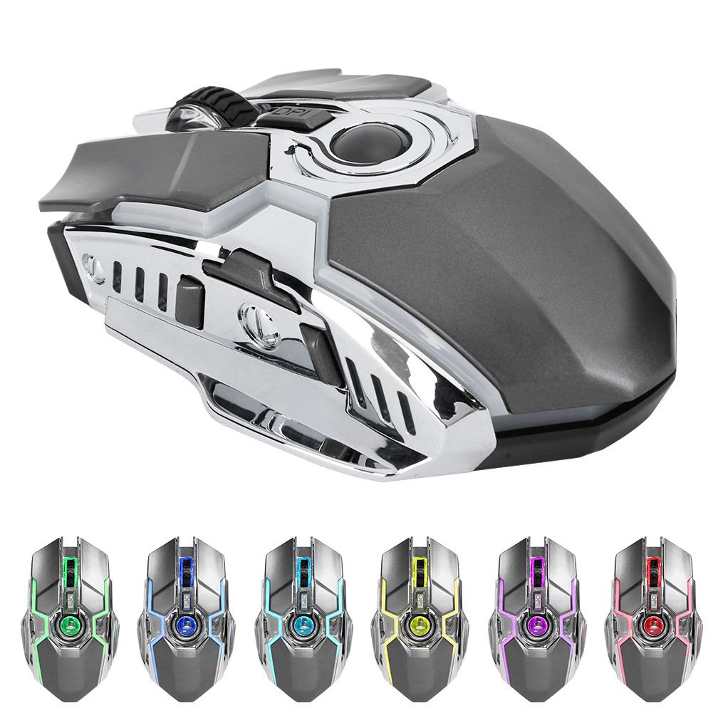 T30 Gaming Mouse 2.4G Wireless Charging Mechanical Colorful Backlight Game MouseIron Gray