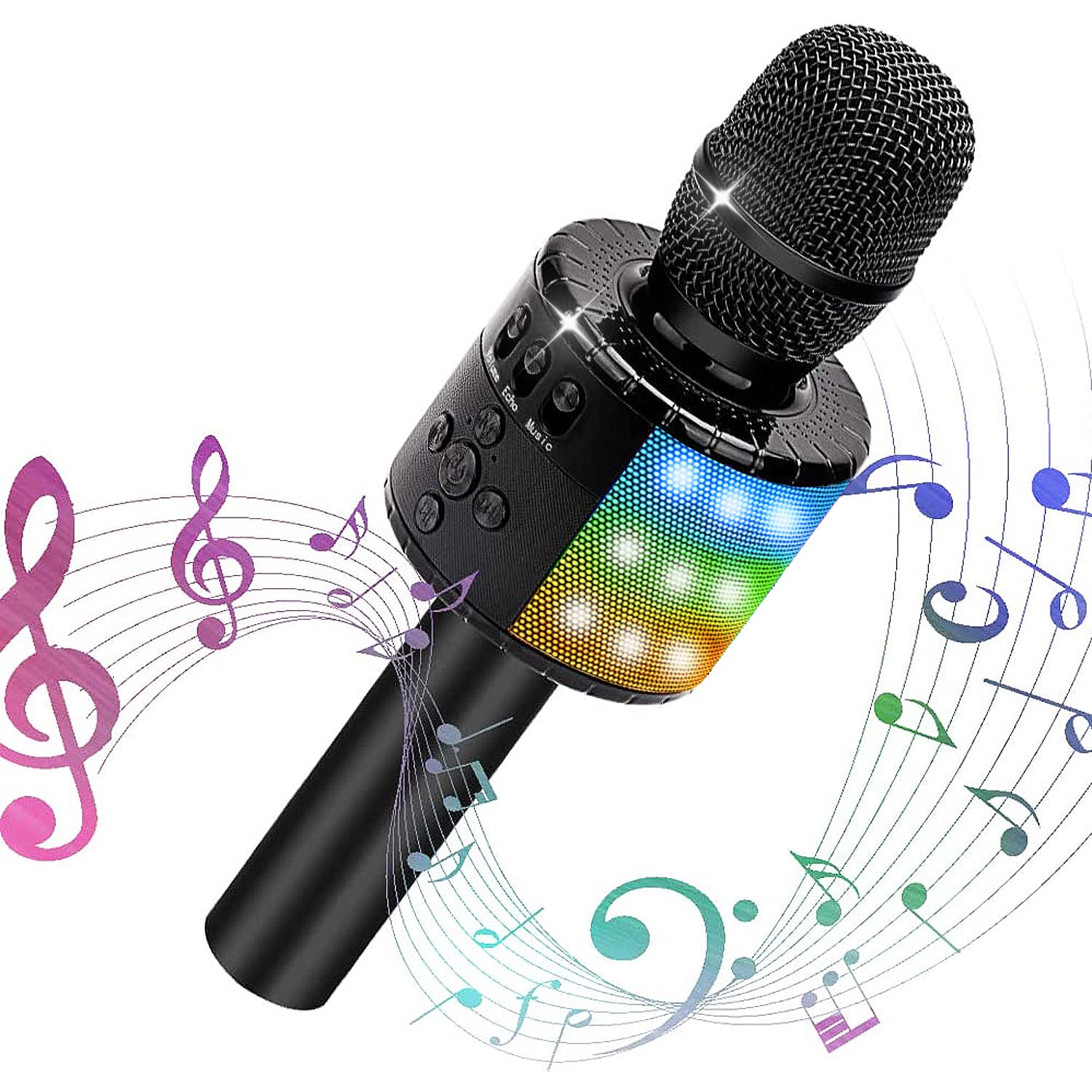 

Микрофон для караоке Verkstar, беспроводной микрофон Bluetooth, функция записи, светодиодная подсветка и разъем для наушников, совместимость с картой TF, совместим с