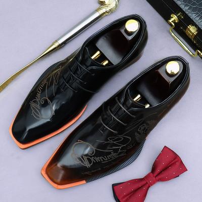 Business Dress Leather Shoes Men's Oxford Cowhide Genuine Leather Casual Lacquered Bright Leather British