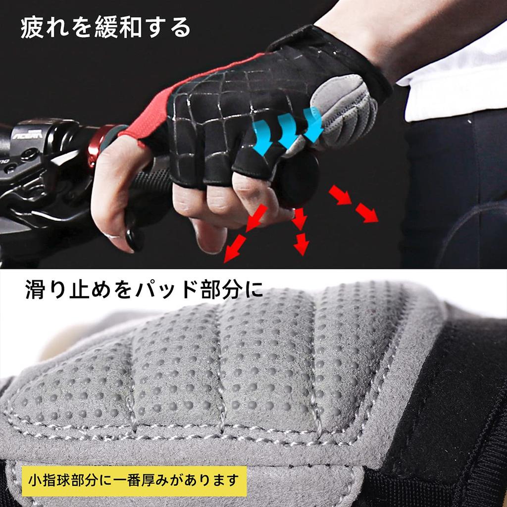 ROCKBROS Cycling for Motorcycles and Men and Women Gloves, Fingerless, Summer, Shock-Absorbing Padded, Breathable, Non-Slip, Bicycles,