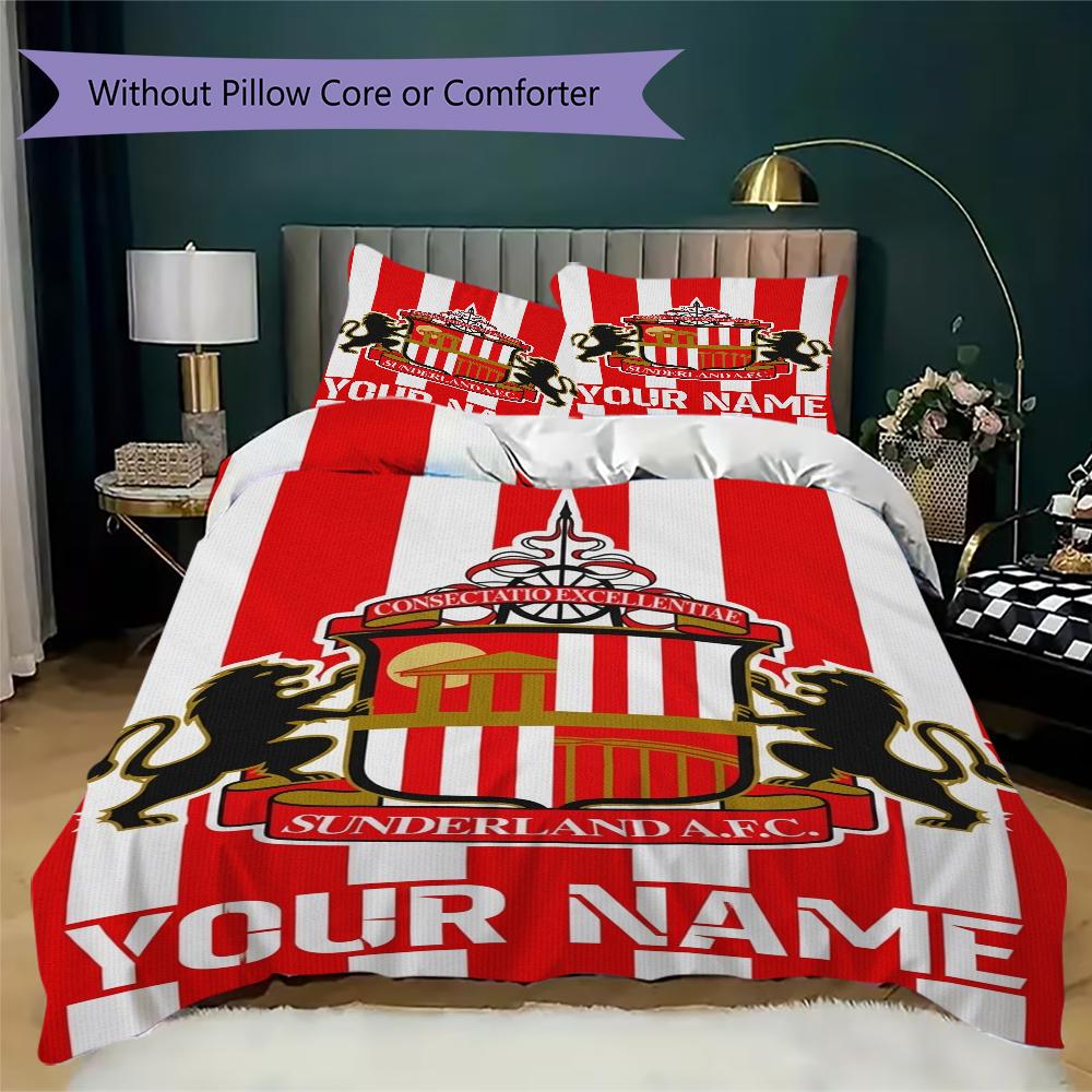 Biancheria da letto Sunderland con nome personalizzato, Set copripiumino Copripiumino Federa Regalo di compleanno per la casa(1 * copripiumino + 2 * federa, senza nucleo)_xia