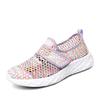 Fashion Pink Lightweight Casual Shoes Soft Sole Women Sneakers Mesh Breathable Slip On Loafers Big Size 42 Casual Shoe Flats Hollow out