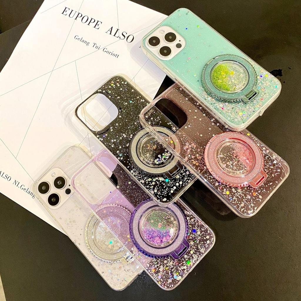 iphone17promax mirror mobile phone case Epoxy glitter Apple 17PRO star glitter quicksand bracket