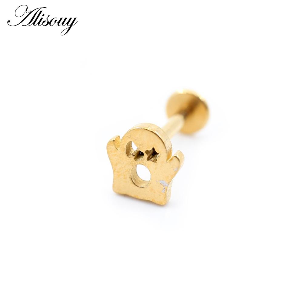 1PC Stainless Steel Halloween Pumpkin Bat Ghost Star Tragus Helix Labret Lip Rings Cartilage Ear Earring Piercing Body Jewelry