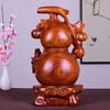 Large Pear-Shaped Mahogany Wood Fu Lu Ornament - Living Room Decoration & Handcrafted Gift