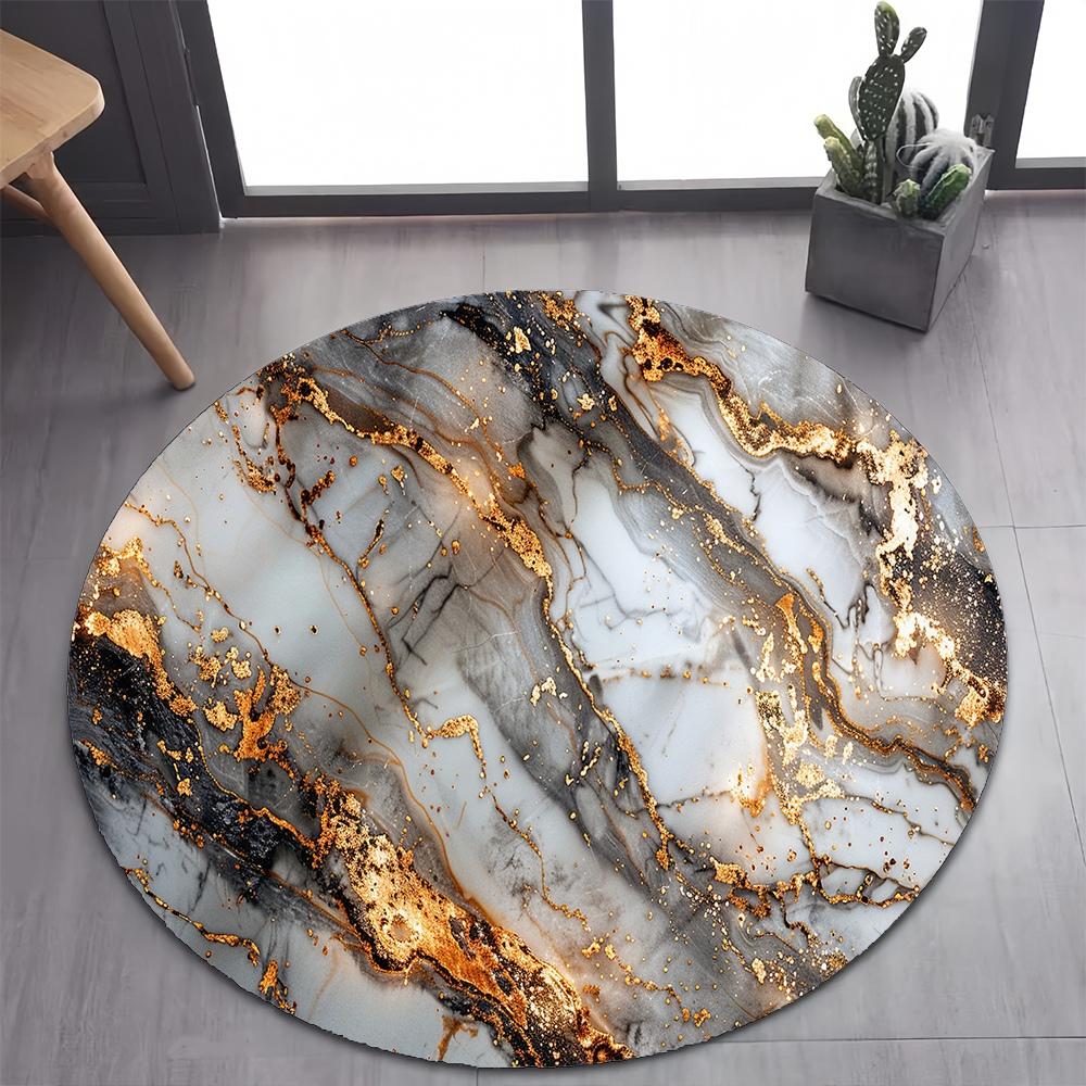 26 Style New Luxurious Marble Colour Nature Black Gold Round Carpet Rug for Bedroom Living Room Decoration,pet Decor Floor Mat