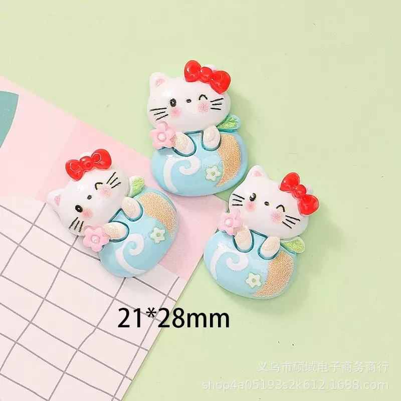 10 Pcs New Kawaii Cartoon Cute Brightnoodles Popcorn Cat Series Flatback Resin Diy Miniatures Scrapbook Decor Craftsa144