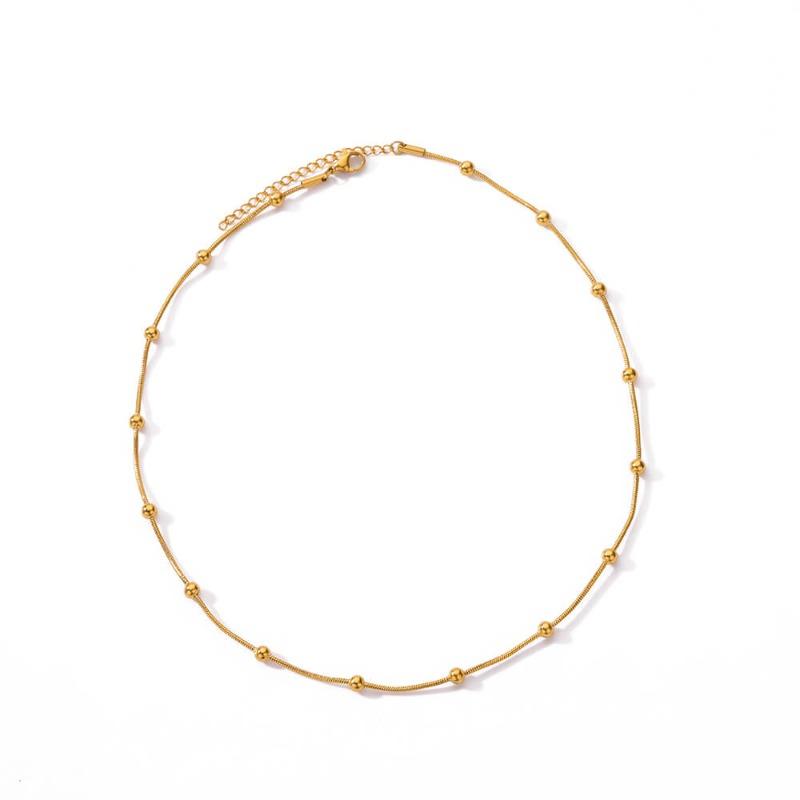 Simple round bead snake bone chain necklace female collarbone chain titanium steel color-preserving jewelry hot-selling