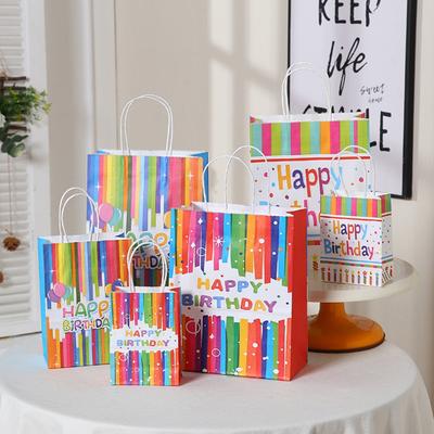 10 PCS Birthday Gift Bag with Handle Happy Birthday Paper Favor Bags Birthday Goodie Bags Gift Wrap Bags Colorful Party Bags Birthday Party Supplies