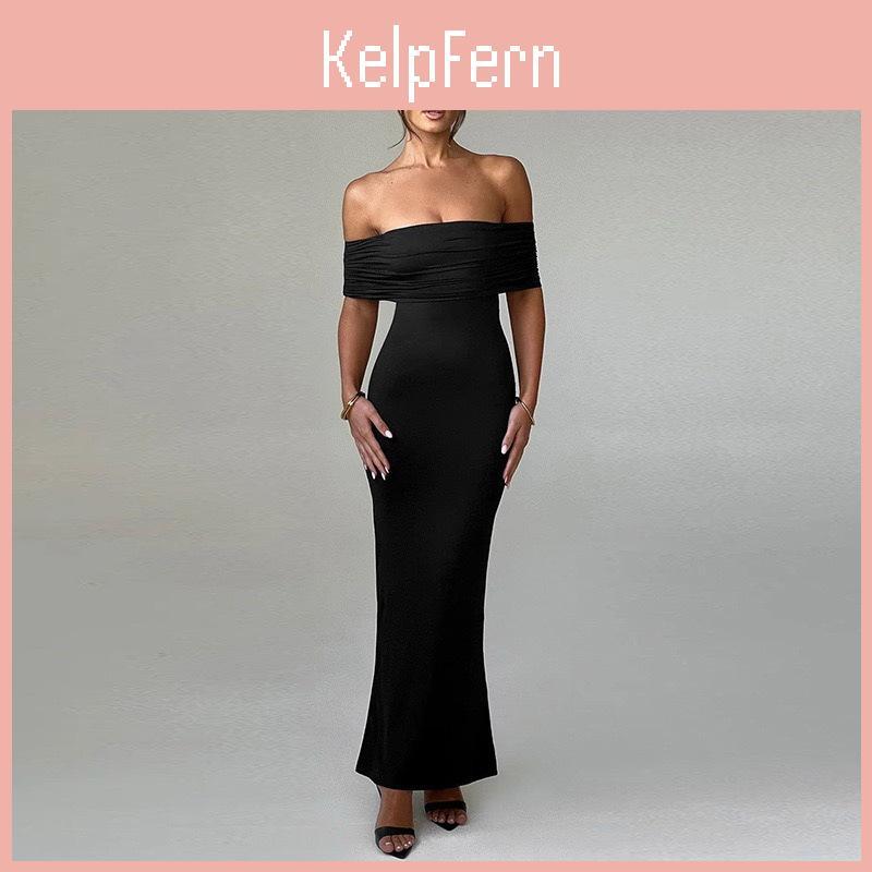 Sexy Off Shoulder Bodycon Dress With Spliced Milk Silk Fabric For Summer Casual Wear