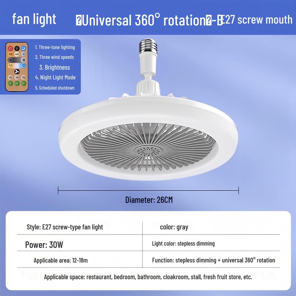 Nordic E27 Remote Control Fan Chandelier with Universal Mesh Cover
