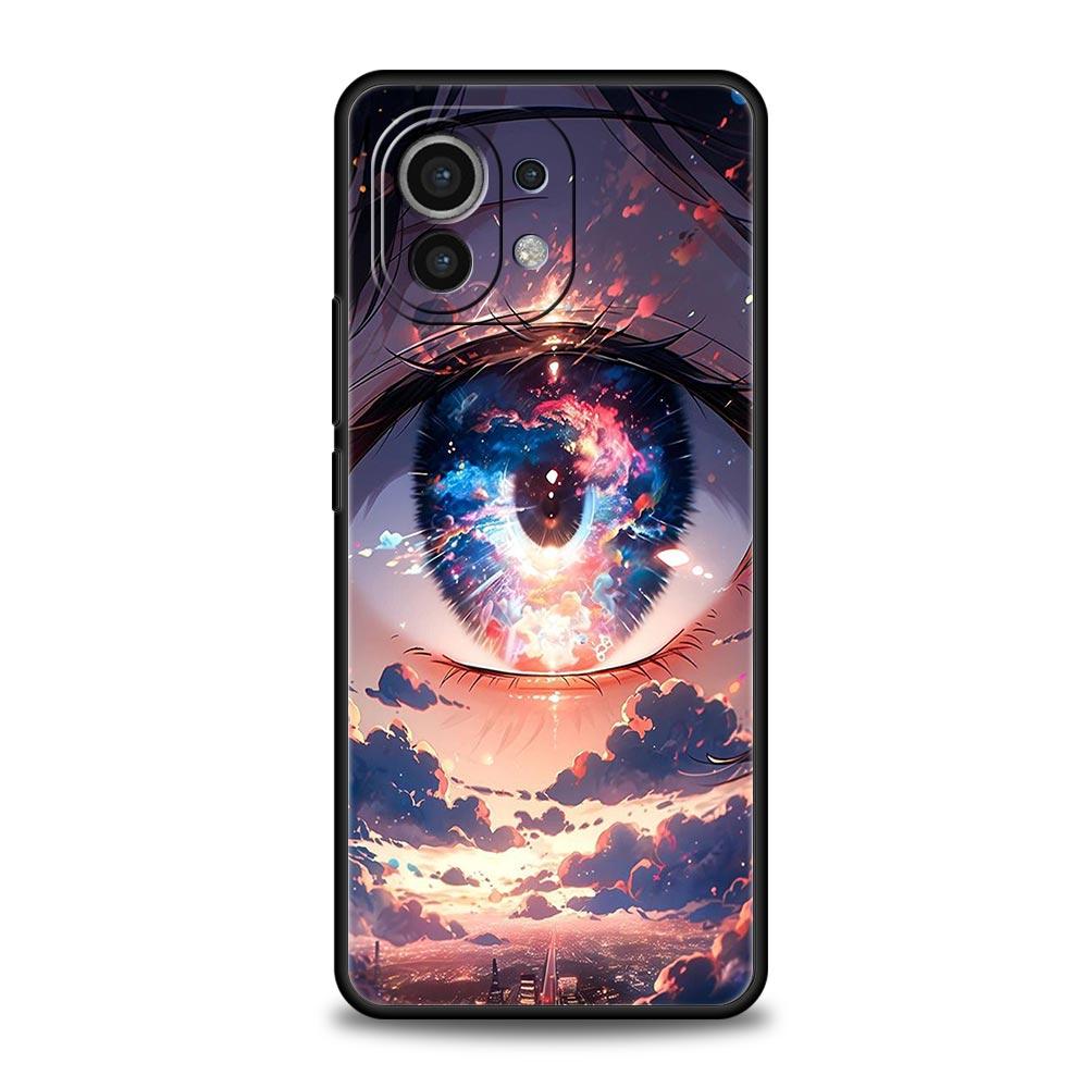 Cartoon Cute Eyes Art Phone Case For Xiaomi 14 13 12 11 Lite 13T 12T 11T Pro 9T Mi Poco X6 X5 M3 X3 Pro F5 F4 F3 5G Black Cover